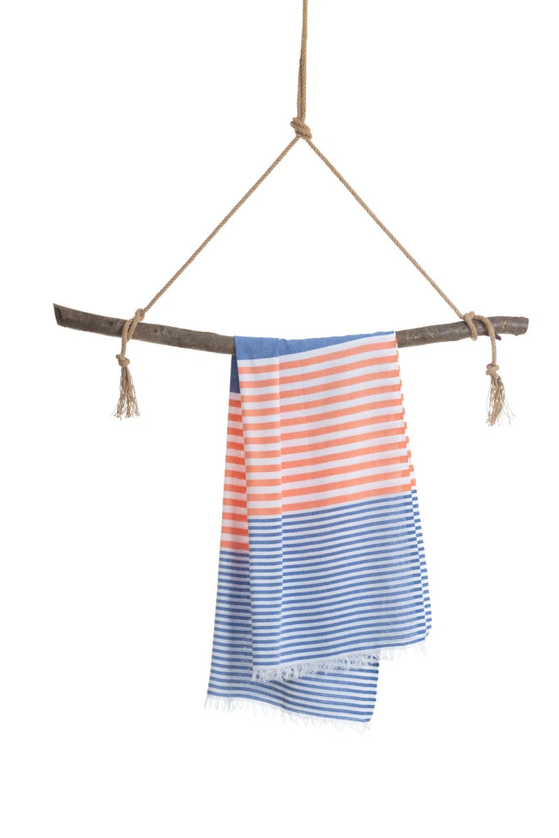 Dermatheek De Kadootjes Handdoek Hamamdoek met Geschenkdoos Bali Blauw Oranje Dermatheek