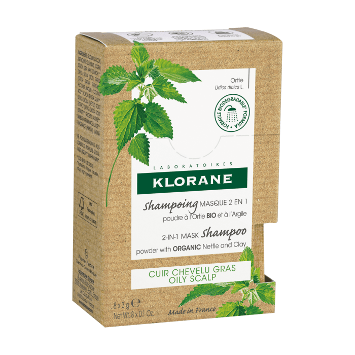 Dermatheek Klorane Bio BRANDNETEL en kleipoeder 2-in-1 Shampoo masker Dermatheek